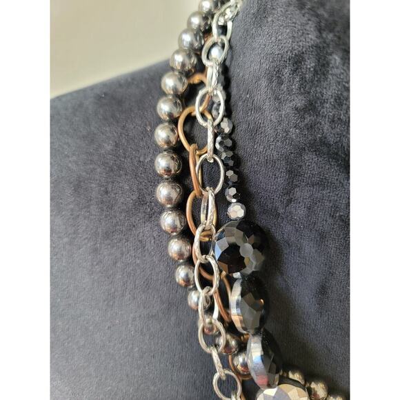 Women's Multi Layer Beaded Chain Statement Necklace With Lobster Clasp Lock - Picture 5 of 7